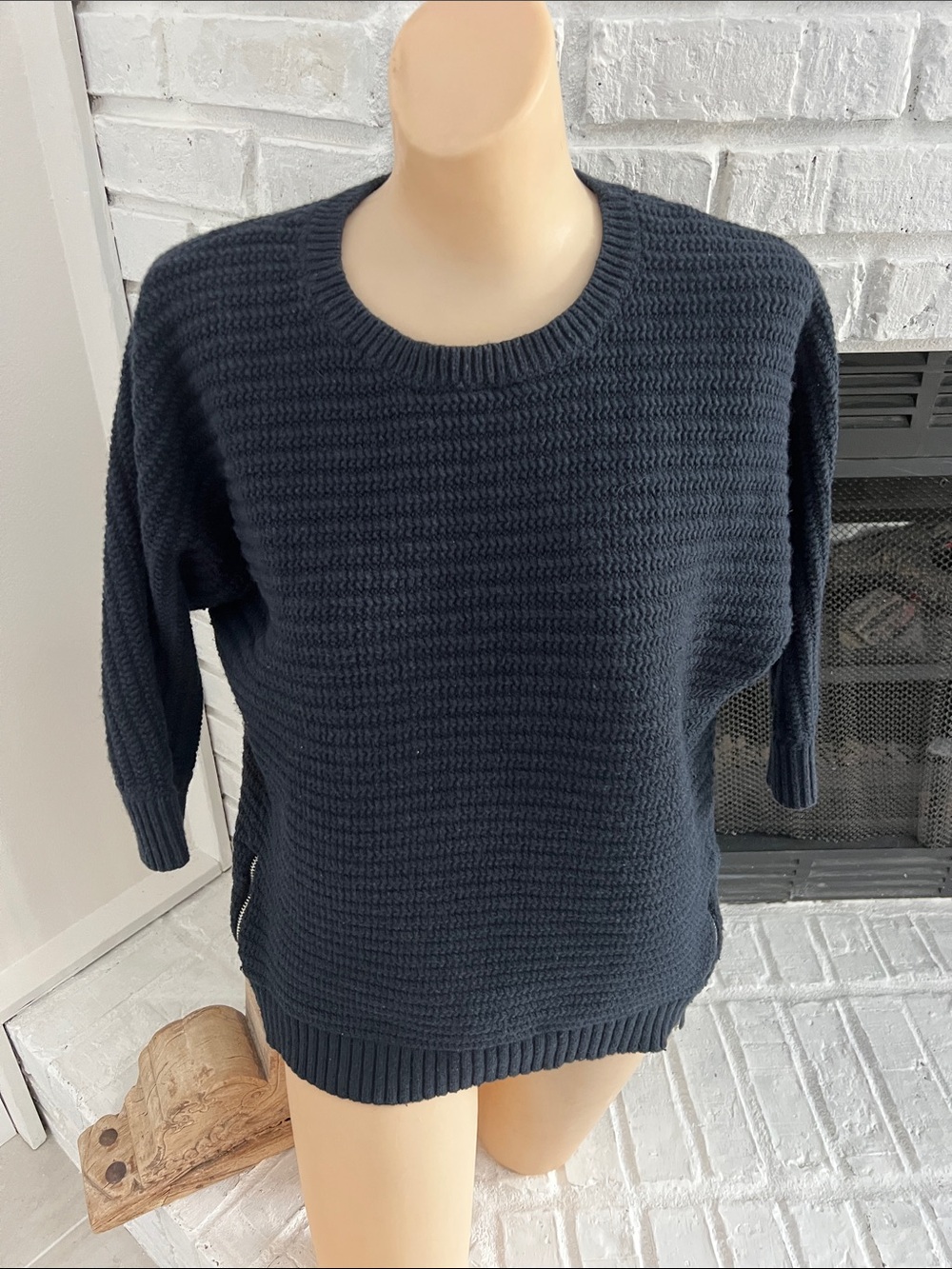 Banana Republic Navy Textured Crewneck Sweater